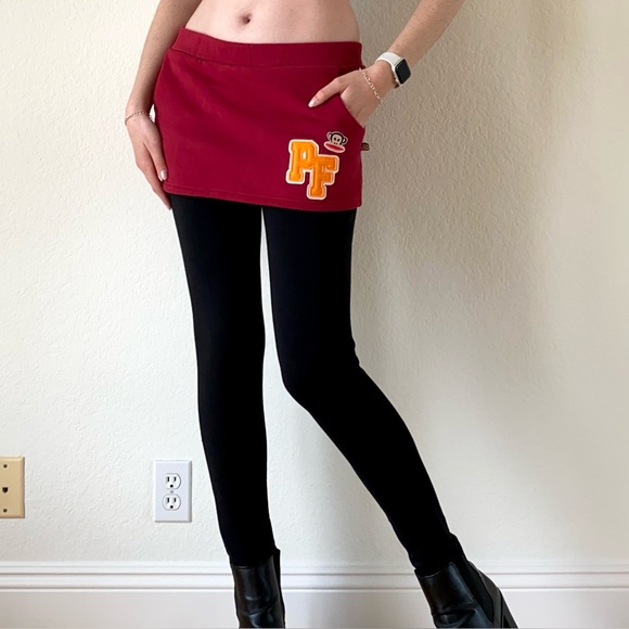 Paul Frank Y2K Red Embroidered Logo Low Rise Micro Mini Skirt Leggings Large - Picture 1 of 7